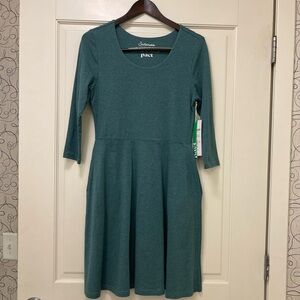 PACT Teal / Green-blue, Fit & flare dress | MEDIUM
